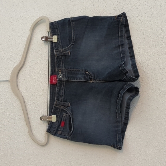 Y2K Tilt Micro Mini Jean Shorts Booty Shorts 2000's Star Embroidered - Picture 3 of 9